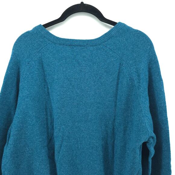 M&S Collection Mens Blue Teal 100% Extra Fine Lambswool Cozy Sweater V-Neck| L - Picture 8 of 10